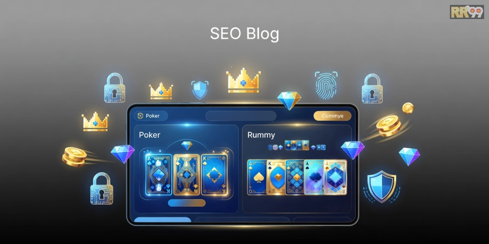 Minh họa khái niệm game bài đổi thưởng online rr99 với giao diện nền tảng hiện đại