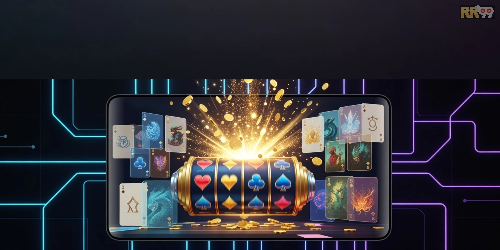 Khái niệm game bài nổ hũ rr99 với hình ảnh minh họa cơ chế chơi hấp dẫn