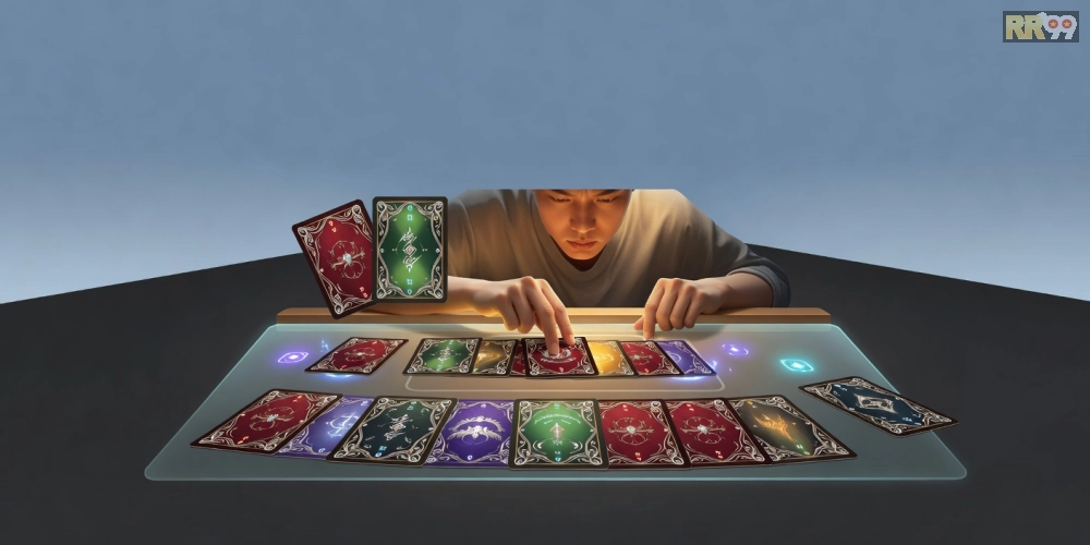 Giao diện chơi Phỏm trên nền tảng rr99 với các lá bài sắp xếp chiến lược