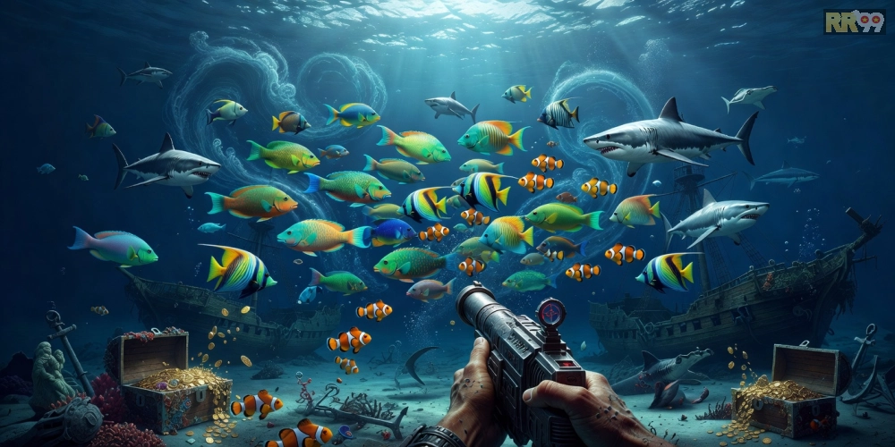 Hình ảnh trải nghiệm game bắn cá online rr99 với đại dương rộng lớn và súng bắn mạnh mẽ
