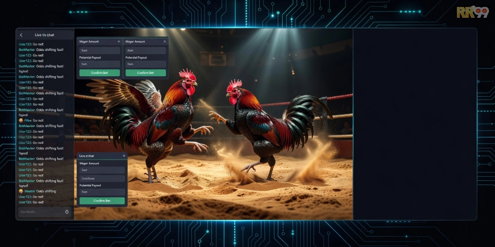 Ảnh chụp màn hình các trận đá gà trực tiếp trên nền tảng rr99 với giao diện chuyên nghiệp
