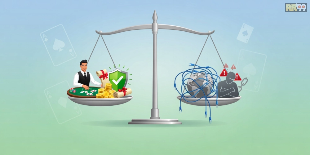 Hình so sánh ưu nhược điểm live casino rr99 qua biểu đồ minh họa trực quan